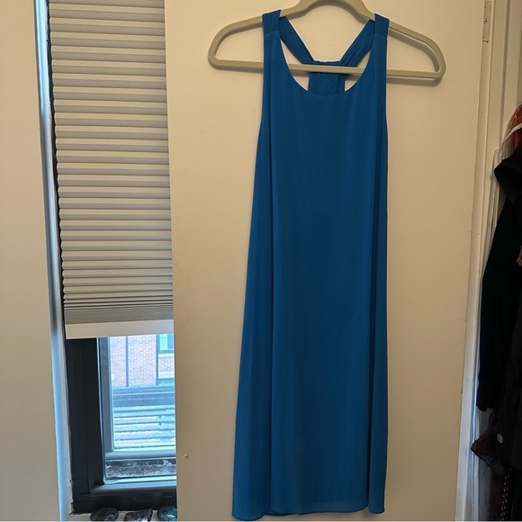alice and olivia blue silk dress ALICE + OLIVIA Blue Silk Sleeveless Mini Dress with Sequins main image 1